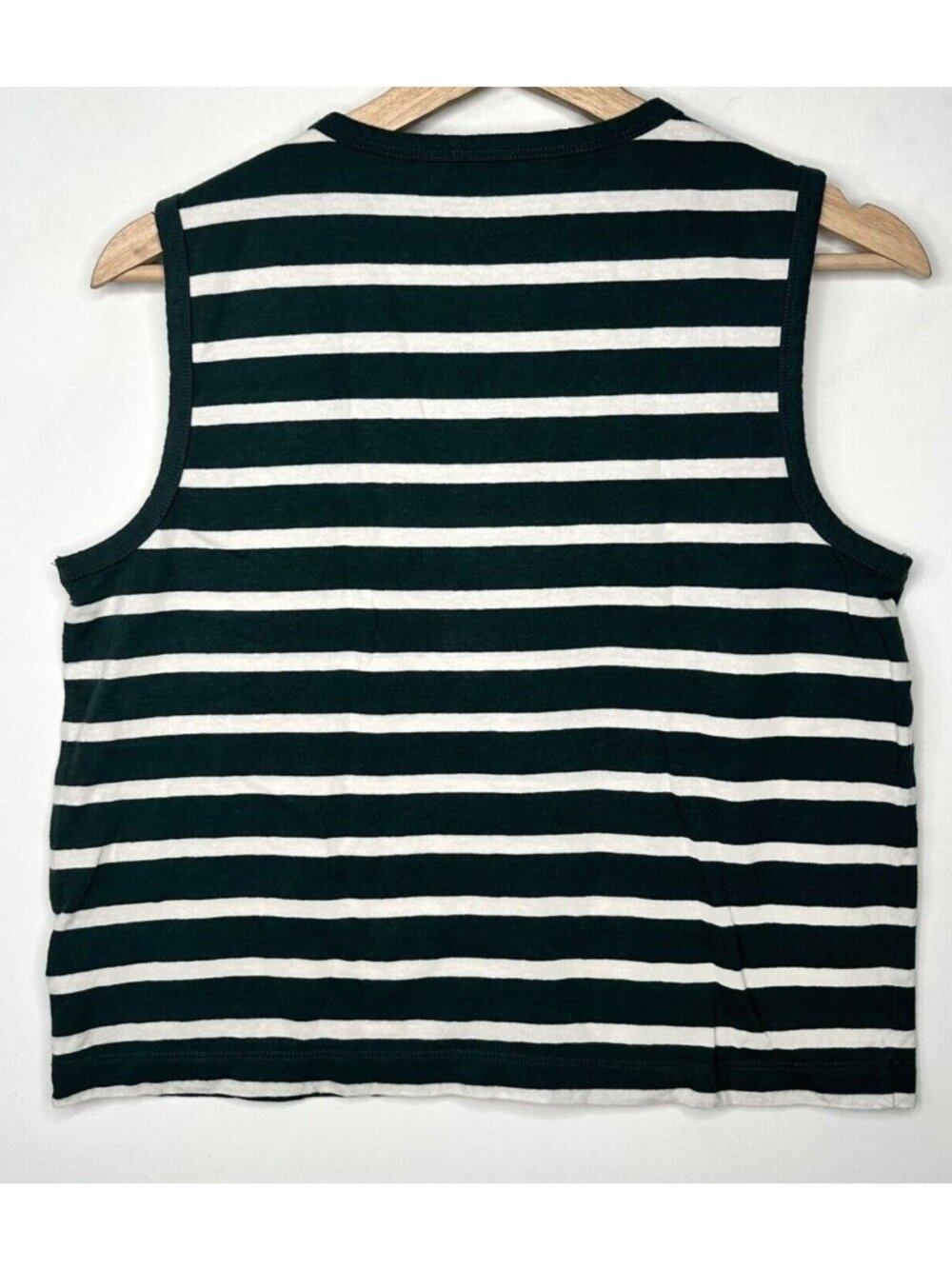 Gap Shrunken Tank Top Womens M Green White Stripe Cropped Sleeveless Cotton - Picture 2 of 9
